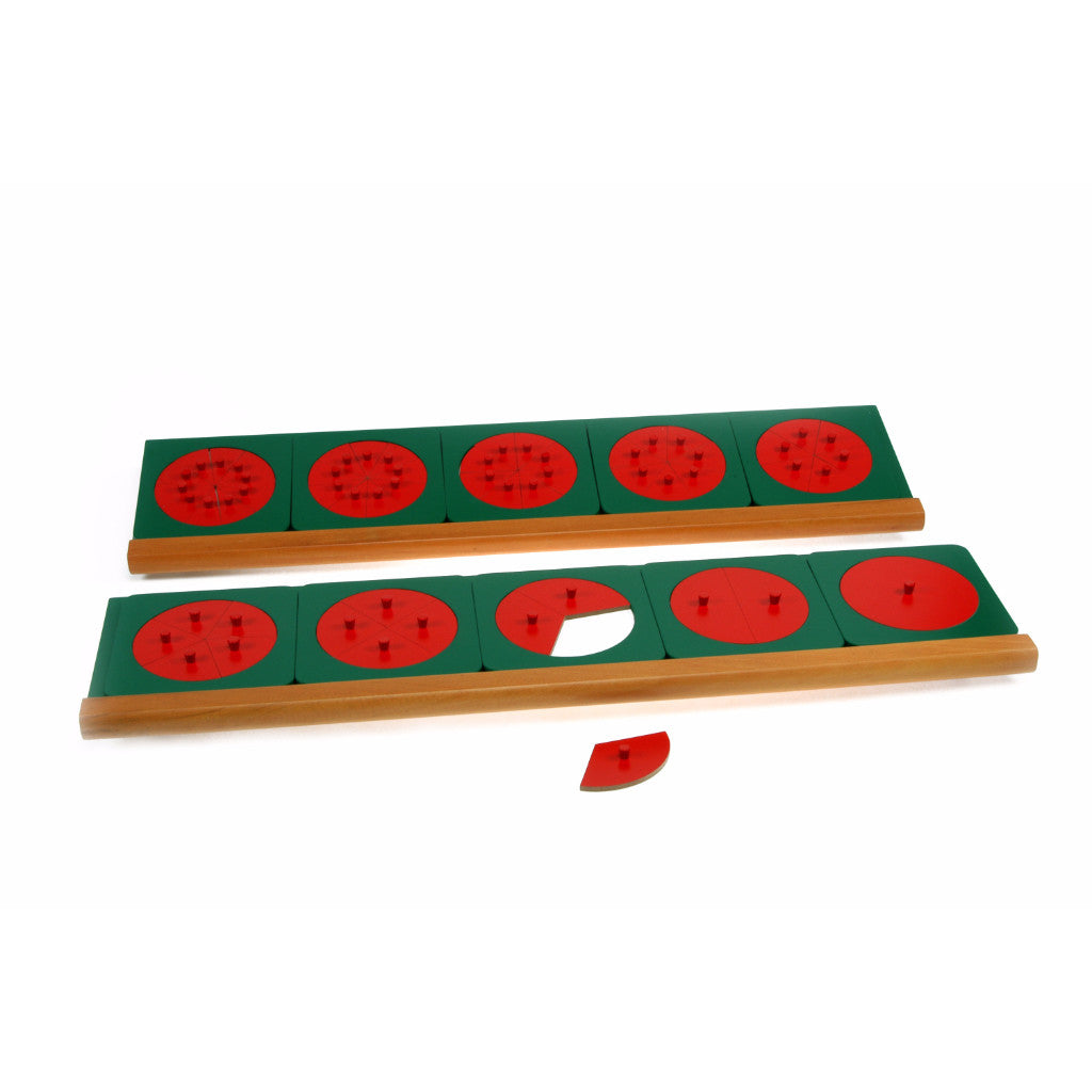 Alison's Montessori Materials, Imported, Mathematics, Premium Quality, Fraction Circles - 10 circles on 2 Stands