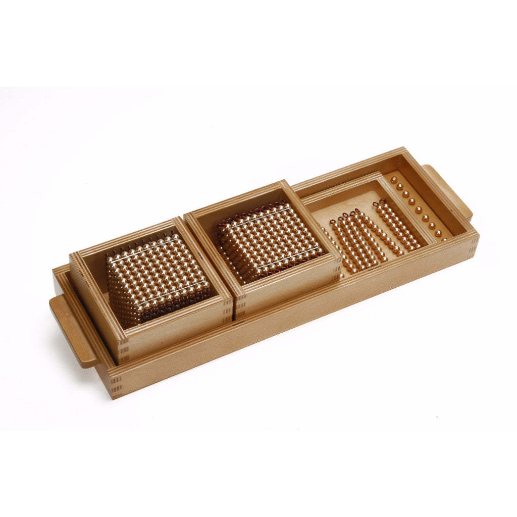 Alison's Montessori Materials, Imported, Mathematics, Premium Quality, Intro. to decimal system (1 cube, 9 squares, bars and units) in a tray