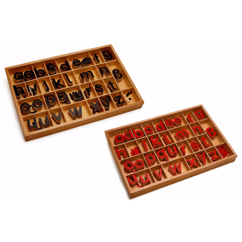 Alison's Montessori Materials, Imported, Language, Premium Quality, Small Moveable Alphabet, Print: Red and Black in 2 boxes