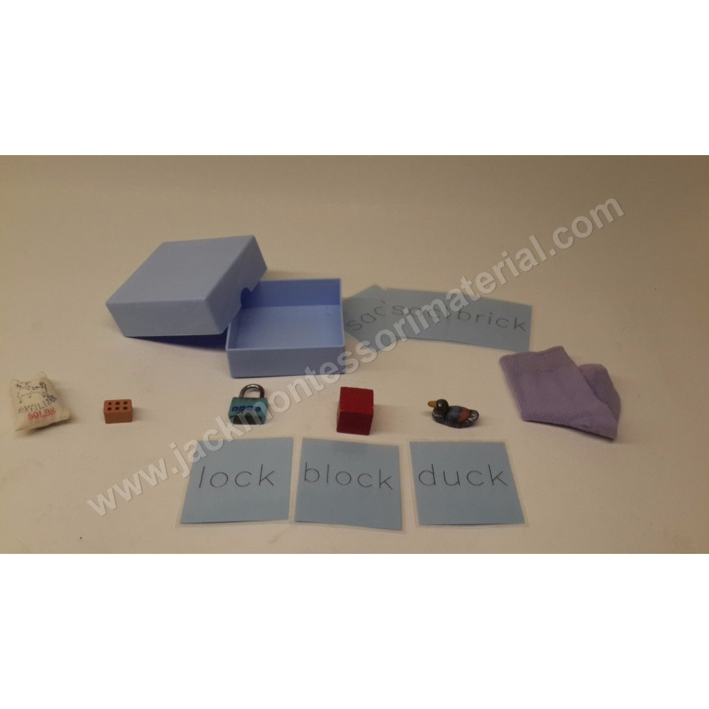 JACK Montessori Materials, Local, Language, Premium Quality, Blue box 3 (objects and word cards) (Includes 6 Objects + 1 Plastic Box)