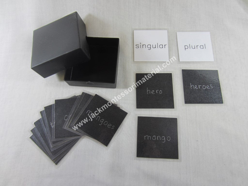 JACK Montessori Materials, Local, Language, Premium Quality, Singular and plural box 2 (word cards) (Includes 1 Plastic Box)