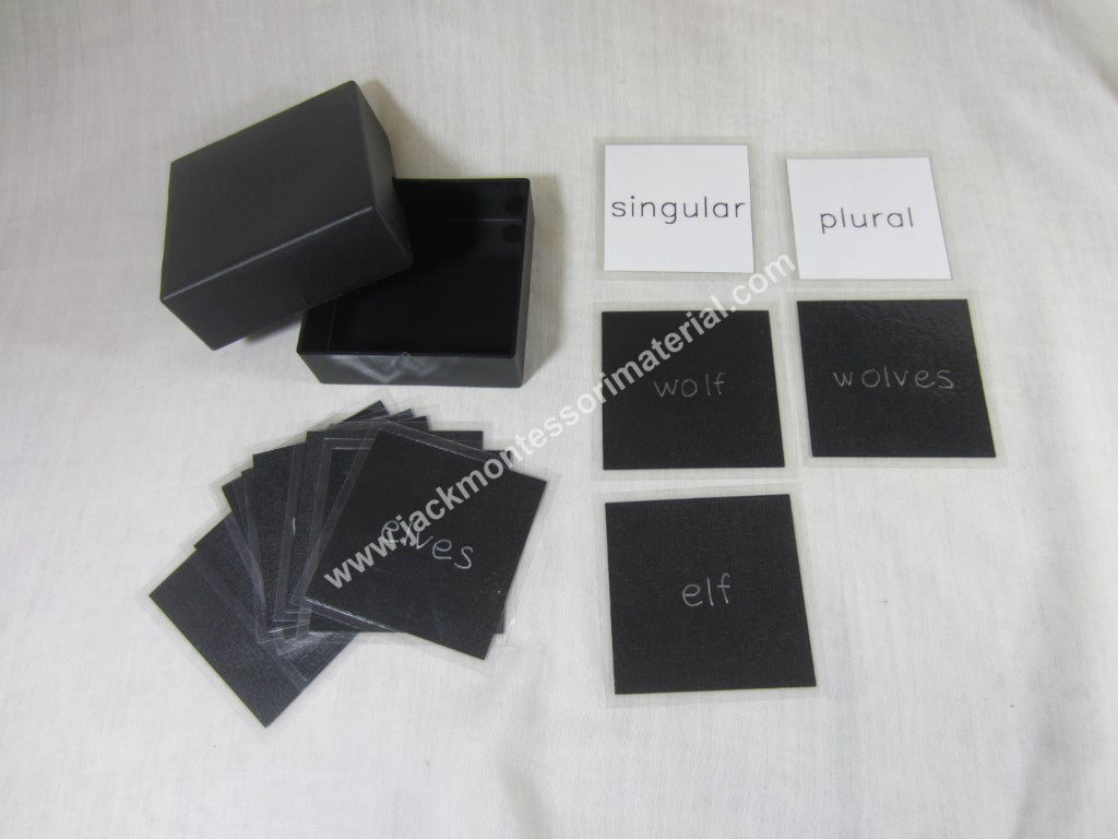 JACK Montessori Materials, Local, Language, Premium Quality, Singular and plural box 3 (word cards) (Includes 1 Plastic Box)