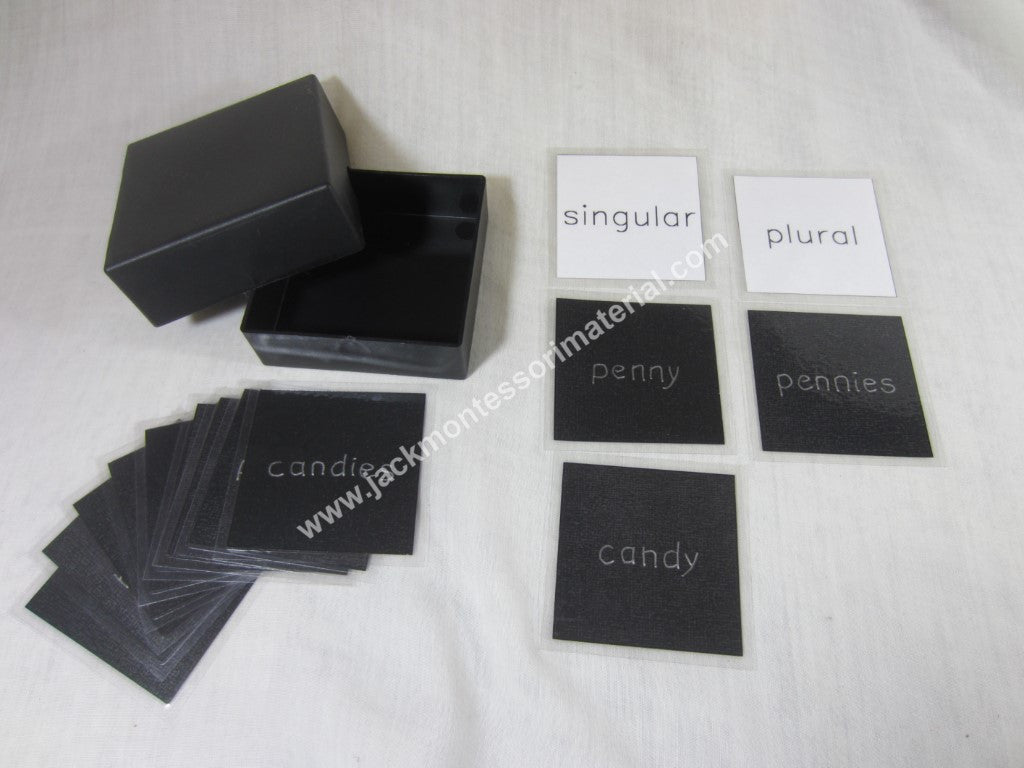 JACK Montessori Materials, Local, Language, Premium Quality, Singular and plural box 4 (word cards) (Includes 1 Plastic Box)
