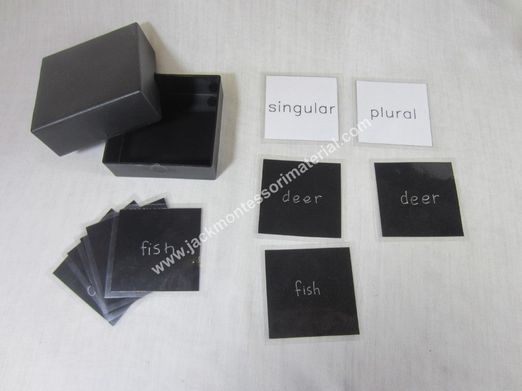 JACK Montessori Materials, Local, Language, Premium Quality, Singular and plural box 5 (word cards) (Includes 1 Plastic Box)