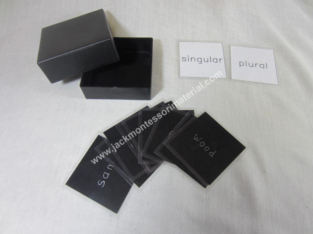 JACK Montessori Materials, Local, Language, Premium Quality, Singular and plural box 8 (word cards) (Includes 1 Plastic Box)