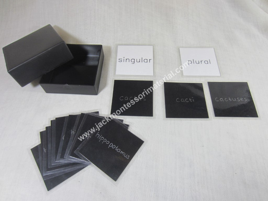 JACK Montessori Materials, Local, Language, Premium Quality, Singular and plural box 9 (word cards) (Includes 1 Plastic Box)