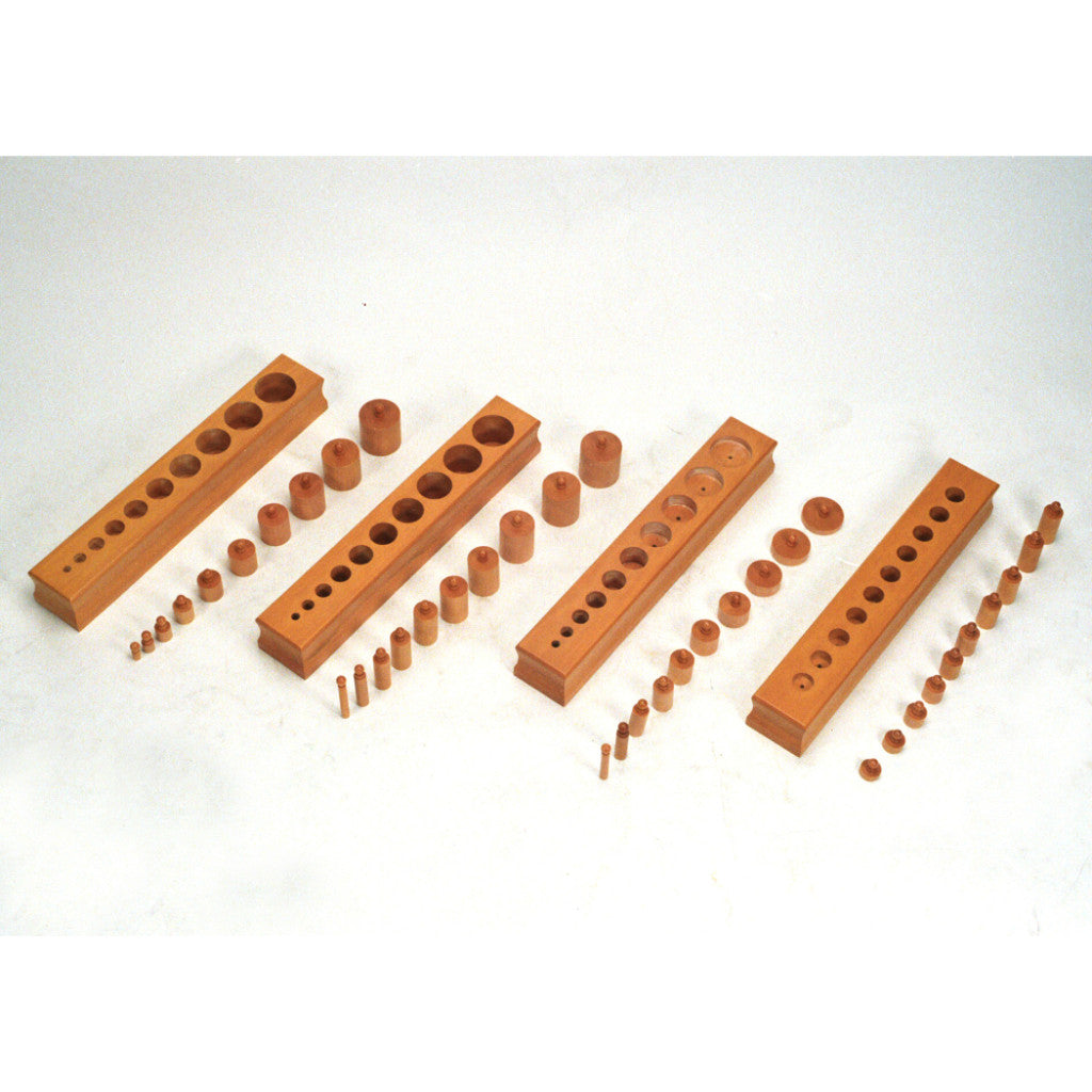 Alison's Montessori Materials, Imported, Sensorial, Premium Quality, Cylinder Blocks - Set of 4 blocks