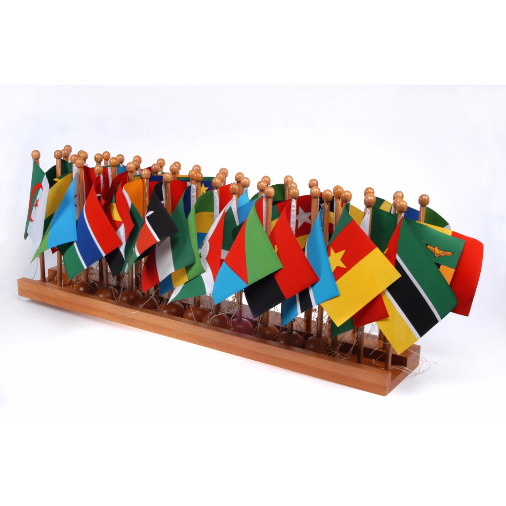 Alison's Montessori Materials, Imported, Geography, Premium Quality, Flag Stand Africa  with flags