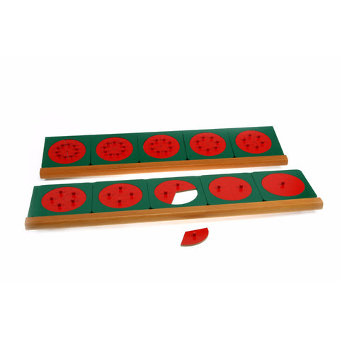 Alison's Montessori Materials, Imported, Mathematics, Premium Quality, Fraction Circles - 10 circles on 2 Stands