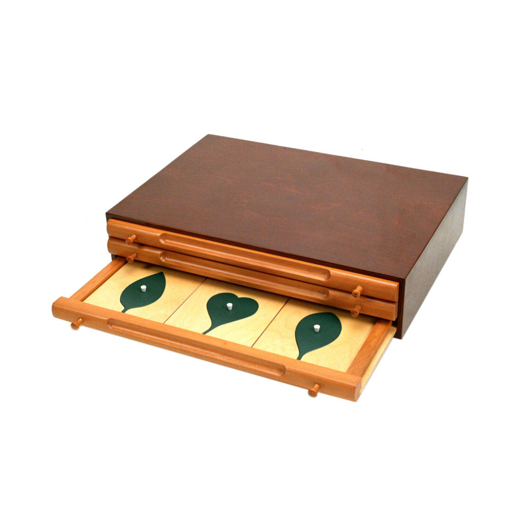 Alison's Montessori Materials, Imported, Botany, Premium Quality, Leaf Cabinet with 3 drawers and 14 insets