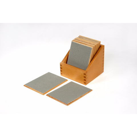 Alison's Montessori Materials, Imported, Sensorial, Premium Quality, Rough & Smooth Tablets in a display stand