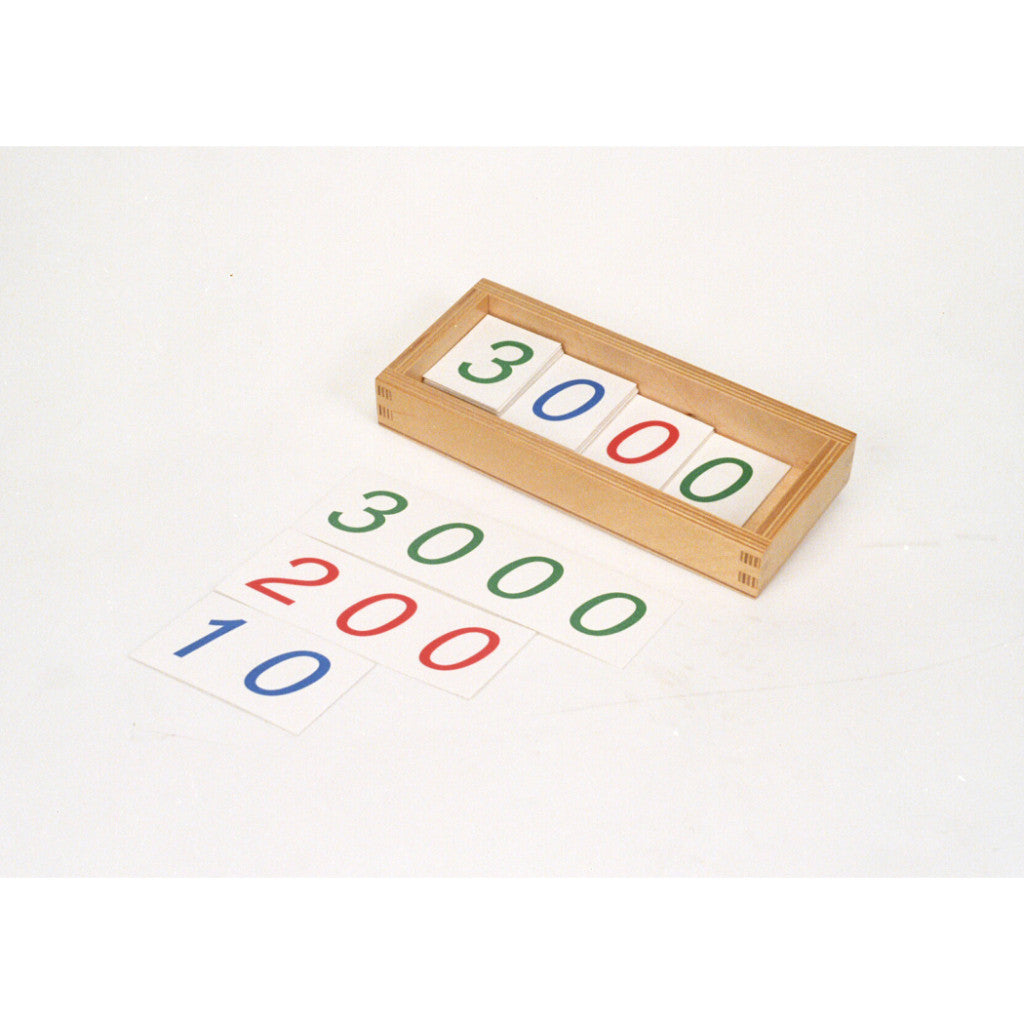 Alison's Montessori Materials, Imported, Mathematics, Premium Quality, Small Number Cards:1-3000 laminated in a box