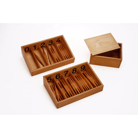 Alison's Montessori Materials, Imported, Mathematics, Premium Quality, Spindle Boxes with 45 spindles & a separate box for loose spindles