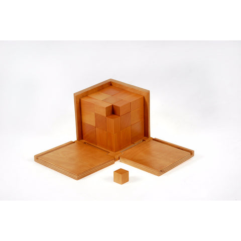Alison's Montessori Materials, Imported, Mathematics, Premium Quality, Trinomial Cube - Natural Finish