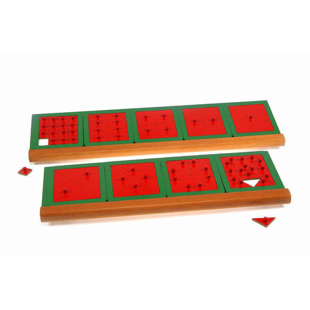 Alison's Montessori Materials, Imported, Mathematics, Premium Quality, Wooden Squares - 9 squares on 2 stands