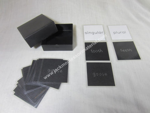 JACK Montessori Materials, Local, Language, Premium Quality, Singular and plural box 10 (word cards) (Includes 1 Plastic Box)