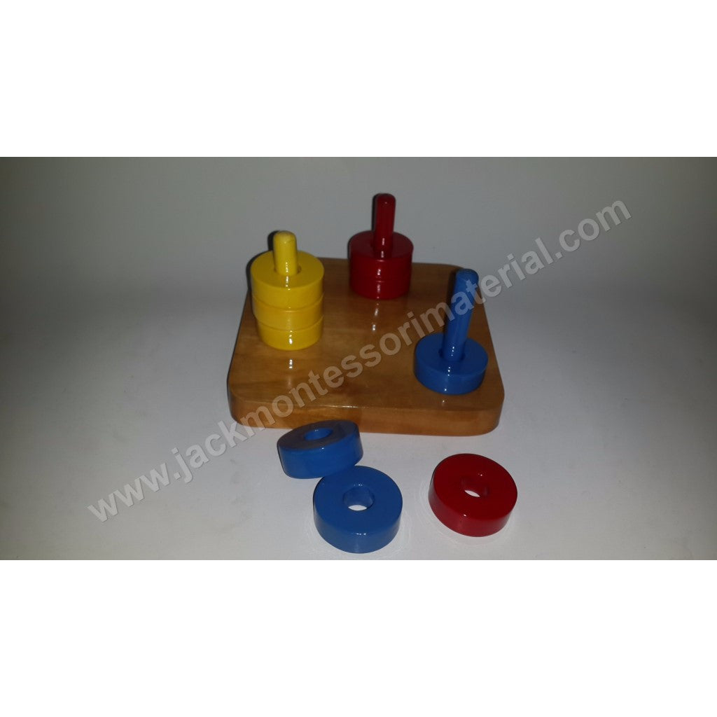JACK Montessori Materials, Local, Toddler, Premium Quality, Coloured Discs On Coloured Dowels